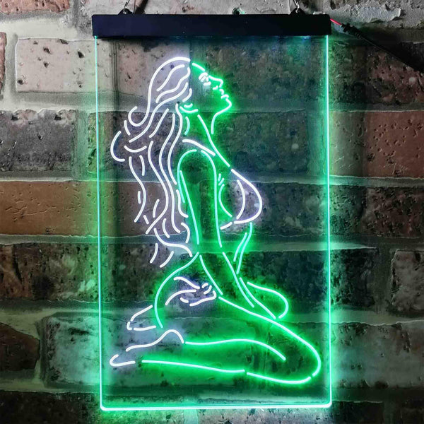 ADVPRO Sexy Girl Thinking Bedroom Man Cave  Dual Color LED Neon Sign st6-i3751 - White & Green