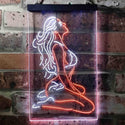 ADVPRO Sexy Girl Thinking Bedroom Man Cave  Dual Color LED Neon Sign st6-i3751 - White & Orange