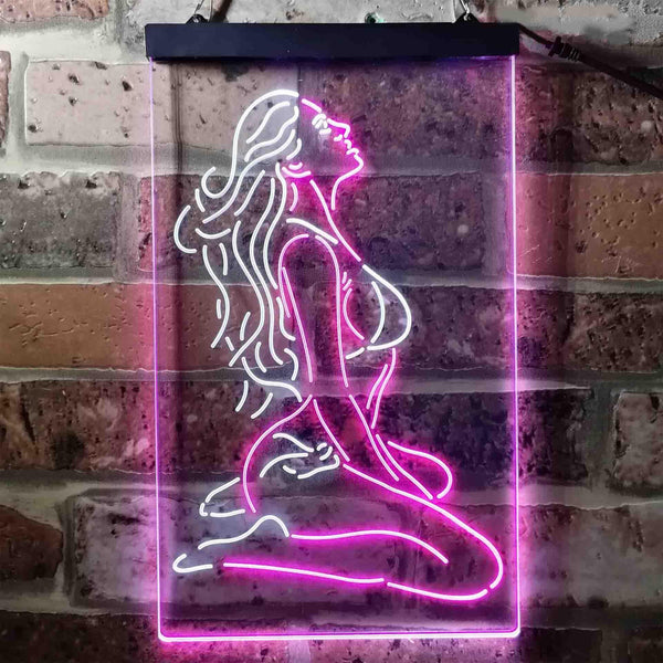 ADVPRO Sexy Girl Thinking Bedroom Man Cave  Dual Color LED Neon Sign st6-i3751 - White & Purple