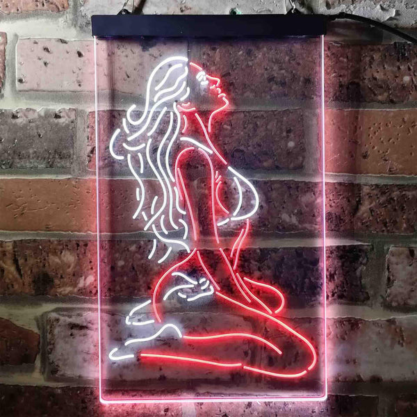 ADVPRO Sexy Girl Thinking Bedroom Man Cave  Dual Color LED Neon Sign st6-i3751 - White & Red