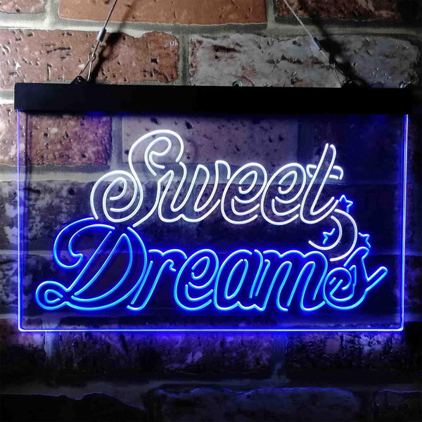 ADVPRO Sweet Dreams Moon Star Bedroom Dual Color LED Neon Sign st6-i3753 - White & Blue