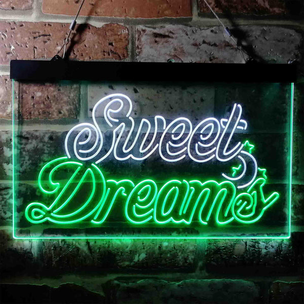 ADVPRO Sweet Dreams Moon Star Bedroom Dual Color LED Neon Sign st6-i3753 - White & Green