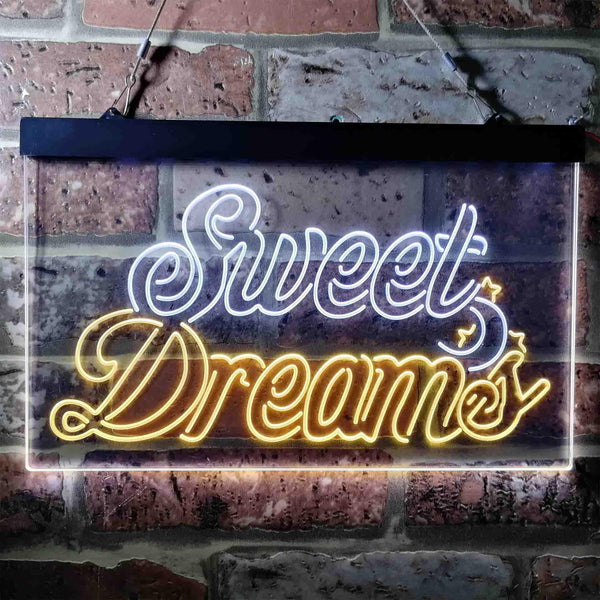 ADVPRO Sweet Dreams Moon Star Bedroom Dual Color LED Neon Sign st6-i3753 - White & Yellow