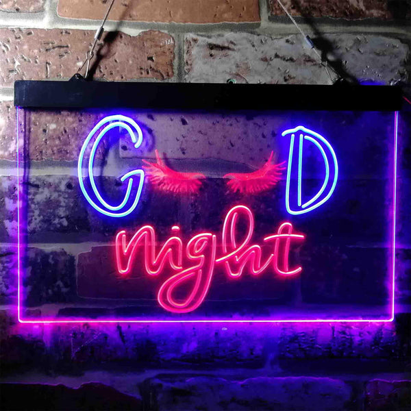 ADVPRO Good Night Lash Eyelash Beautiful Girl Dual Color LED Neon Sign st6-i3754 - Blue & Red