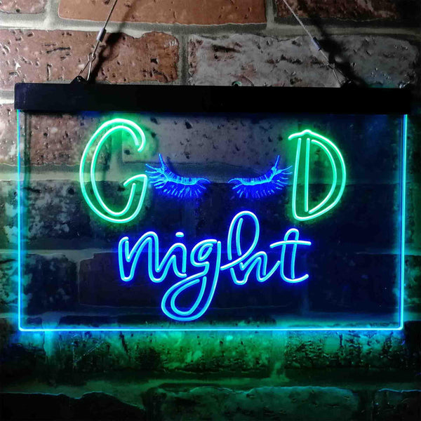 ADVPRO Good Night Lash Eyelash Beautiful Girl Dual Color LED Neon Sign st6-i3754 - Green & Blue