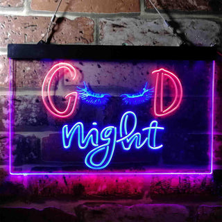 ADVPRO Good Night Lash Eyelash Beautiful Girl Dual Color LED Neon Sign st6-i3754 - Red & Blue