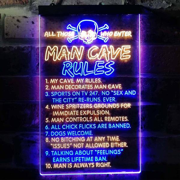 ADVPRO Man Cave Rule Game Room  Dual Color LED Neon Sign st6-i3756 - Blue & Yellow