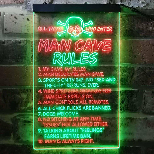 ADVPRO Man Cave Rule Game Room  Dual Color LED Neon Sign st6-i3756 - Green & Red