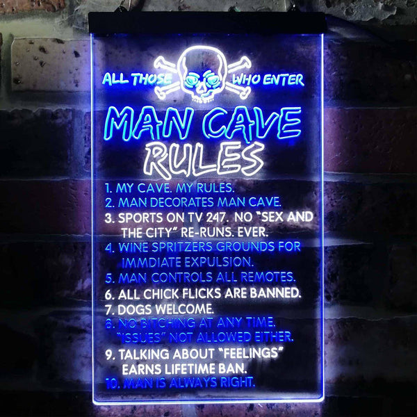 ADVPRO Man Cave Rule Game Room  Dual Color LED Neon Sign st6-i3756 - White & Blue