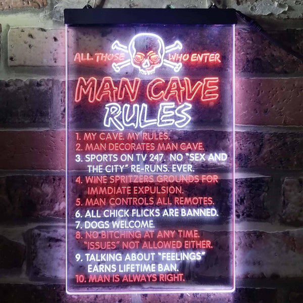 ADVPRO Man Cave Rule Game Room  Dual Color LED Neon Sign st6-i3756 - White & Orange