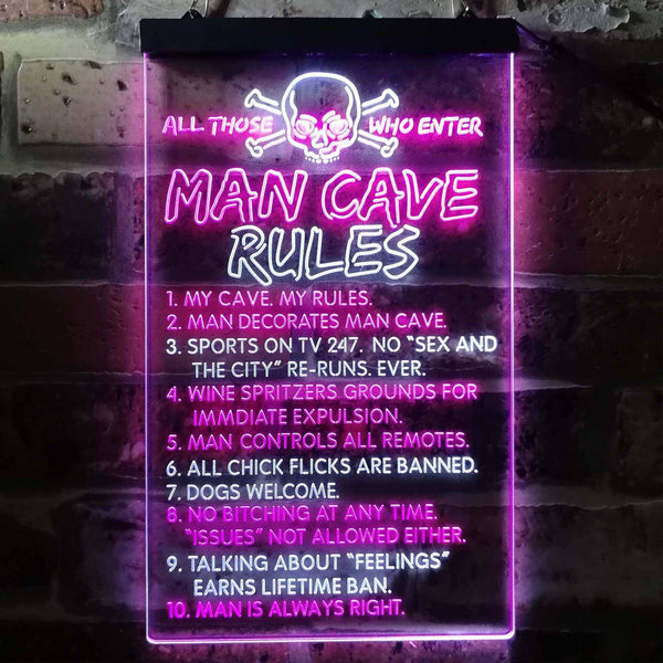 ADVPRO Man Cave Rule Game Room  Dual Color LED Neon Sign st6-i3756 - White & Purple