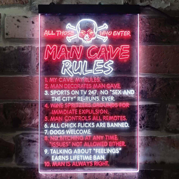 ADVPRO Man Cave Rule Game Room  Dual Color LED Neon Sign st6-i3756 - White & Red