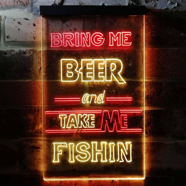 ADVPRO Bring Me Beer Take Me Fishing Man Cave  Dual Color LED Neon Sign st6-i3757 - Red & Yellow