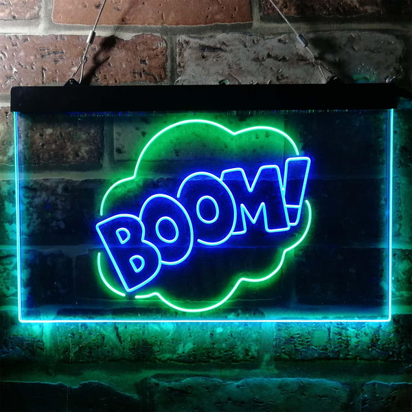 ADVPRO Boom Cloud Funny Game Room Humor Dual Color LED Neon Sign st6-i3758 - Green & Blue