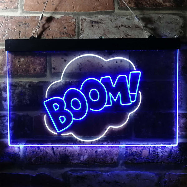 ADVPRO Boom Cloud Funny Game Room Humor Dual Color LED Neon Sign st6-i3758 - White & Blue