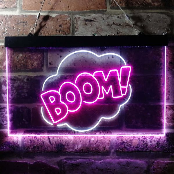 ADVPRO Boom Cloud Funny Game Room Humor Dual Color LED Neon Sign st6-i3758 - White & Purple