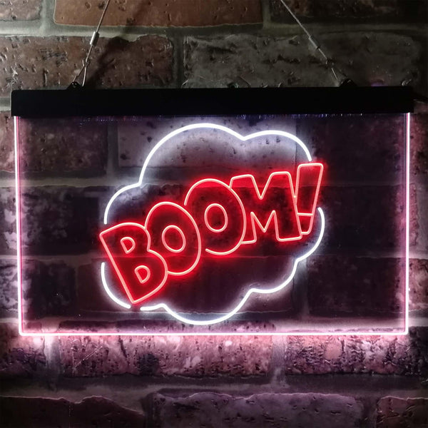 ADVPRO Boom Cloud Funny Game Room Humor Dual Color LED Neon Sign st6-i3758 - White & Red