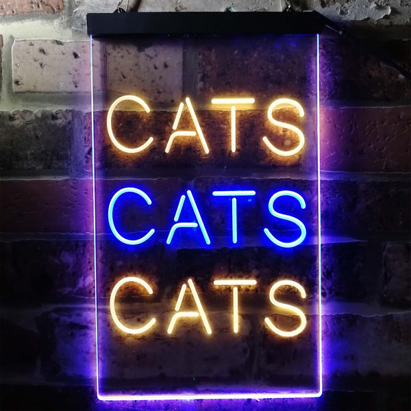 ADVPRO Cats Cats Cats Bedroom Decor Lover  Dual Color LED Neon Sign st6-i3759 - Blue & Yellow