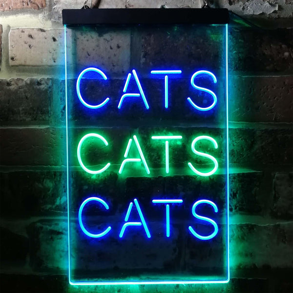 ADVPRO Cats Cats Cats Bedroom Decor Lover  Dual Color LED Neon Sign st6-i3759 - Green & Blue