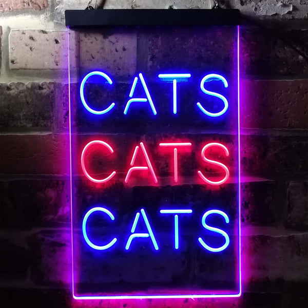 ADVPRO Cats Cats Cats Bedroom Decor Lover  Dual Color LED Neon Sign st6-i3759 - Red & Blue