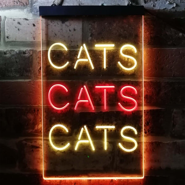 ADVPRO Cats Cats Cats Bedroom Decor Lover  Dual Color LED Neon Sign st6-i3759 - Red & Yellow