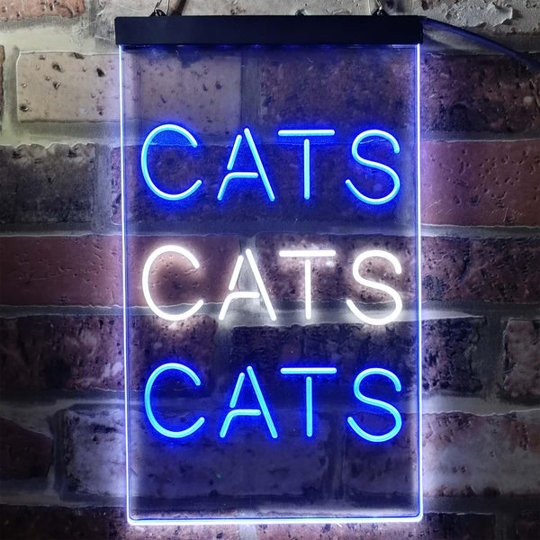 ADVPRO Cats Cats Cats Bedroom Decor Lover  Dual Color LED Neon Sign st6-i3759 - White & Blue