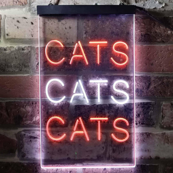 ADVPRO Cats Cats Cats Bedroom Decor Lover  Dual Color LED Neon Sign st6-i3759 - White & Orange