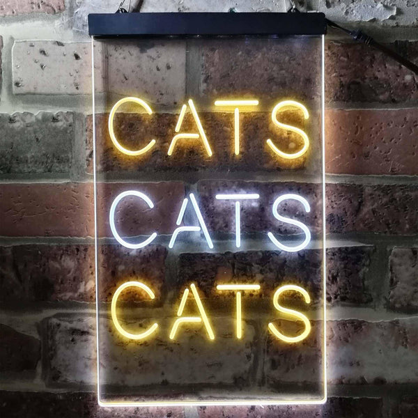 ADVPRO Cats Cats Cats Bedroom Decor Lover  Dual Color LED Neon Sign st6-i3759 - White & Yellow