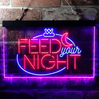 ADVPRO Feed Your Night Display Dual Color LED Neon Sign st6-i3761 - Blue & Red