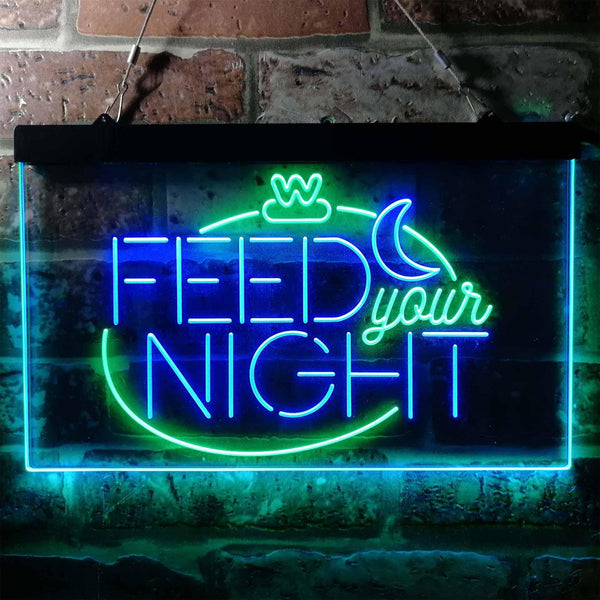 ADVPRO Feed Your Night Display Dual Color LED Neon Sign st6-i3761 - Green & Blue