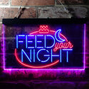 ADVPRO Feed Your Night Display Dual Color LED Neon Sign st6-i3761 - Red & Blue