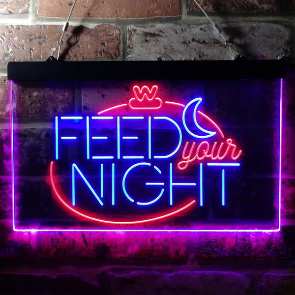 ADVPRO Feed Your Night Display Dual Color LED Neon Sign st6-i3761 - Red & Blue