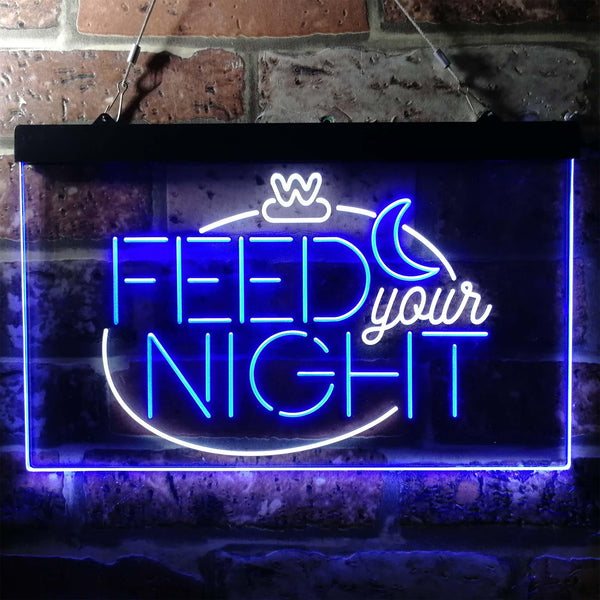 ADVPRO Feed Your Night Display Dual Color LED Neon Sign st6-i3761 - White & Blue