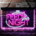 ADVPRO Feed Your Night Display Dual Color LED Neon Sign st6-i3761 - White & Purple