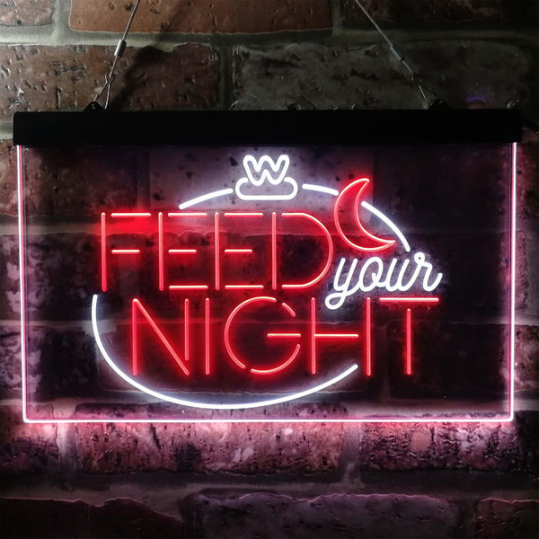 ADVPRO Feed Your Night Display Dual Color LED Neon Sign st6-i3761 - White & Red
