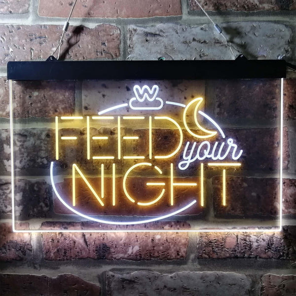 ADVPRO Feed Your Night Display Dual Color LED Neon Sign st6-i3761 - White & Yellow