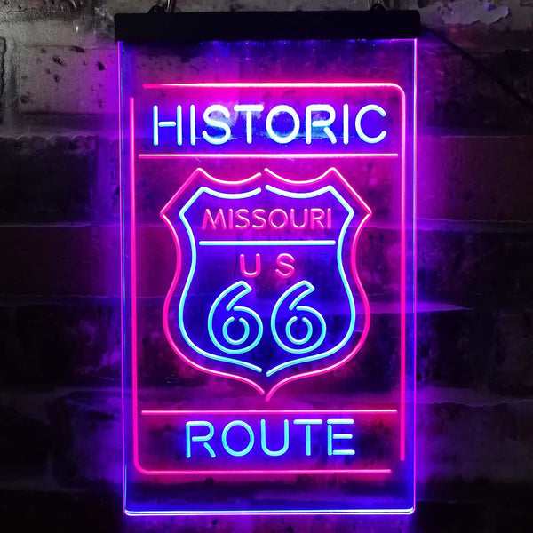 ADVPRO Missouri Historic Route US 66  Dual Color LED Neon Sign st6-i3763 - Blue & Red
