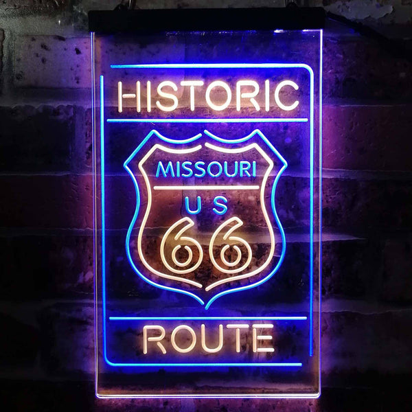 ADVPRO Missouri Historic Route US 66  Dual Color LED Neon Sign st6-i3763 - Blue & Yellow