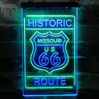ADVPRO Missouri Historic Route US 66  Dual Color LED Neon Sign st6-i3763 - Green & Blue
