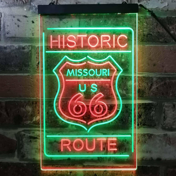 ADVPRO Missouri Historic Route US 66  Dual Color LED Neon Sign st6-i3763 - Green & Red