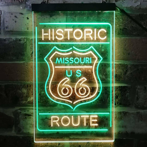 ADVPRO Missouri Historic Route US 66  Dual Color LED Neon Sign st6-i3763 - Green & Yellow