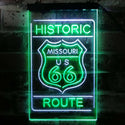 ADVPRO Missouri Historic Route US 66  Dual Color LED Neon Sign st6-i3763 - White & Green