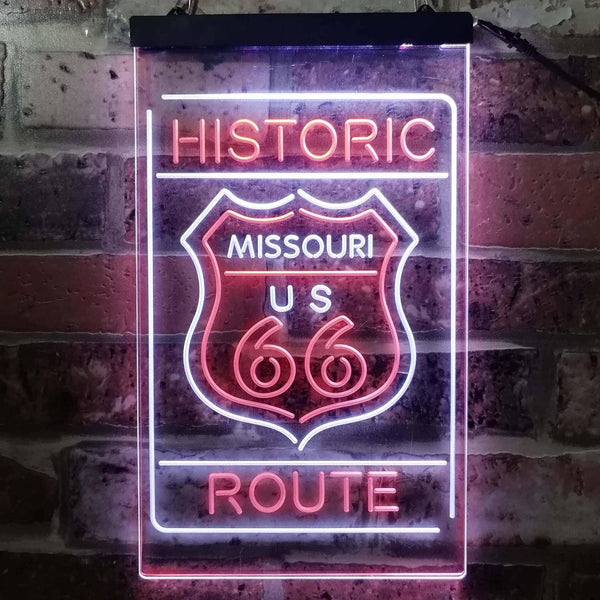 ADVPRO Missouri Historic Route US 66  Dual Color LED Neon Sign st6-i3763 - White & Orange