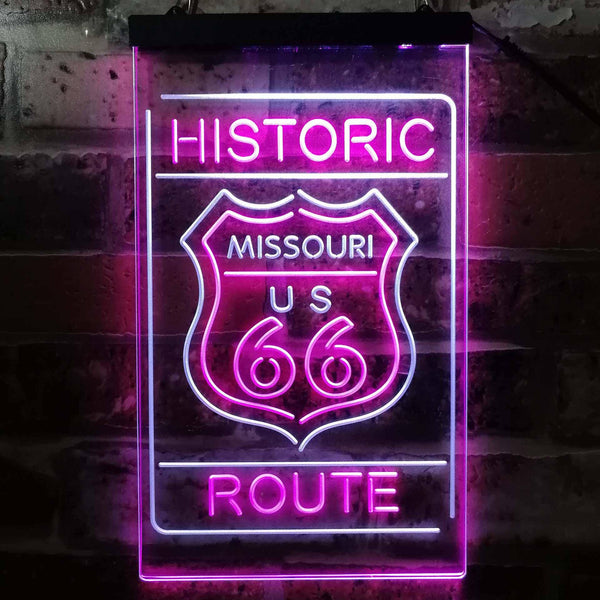 ADVPRO Missouri Historic Route US 66  Dual Color LED Neon Sign st6-i3763 - White & Purple