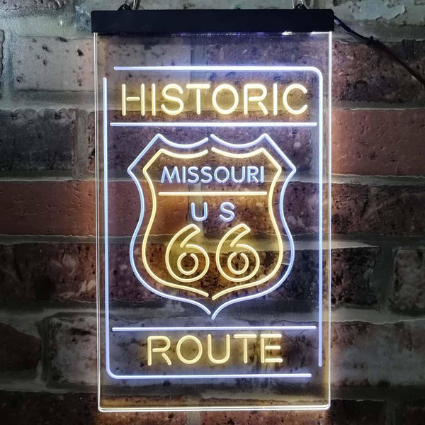 ADVPRO Missouri Historic Route US 66  Dual Color LED Neon Sign st6-i3763 - White & Yellow