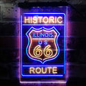 ADVPRO Illinois Historic Route US 66  Dual Color LED Neon Sign st6-i3764 - Blue & Yellow