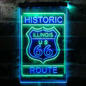 ADVPRO Illinois Historic Route US 66  Dual Color LED Neon Sign st6-i3764 - Green & Blue