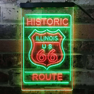 ADVPRO Illinois Historic Route US 66  Dual Color LED Neon Sign st6-i3764 - Green & Red