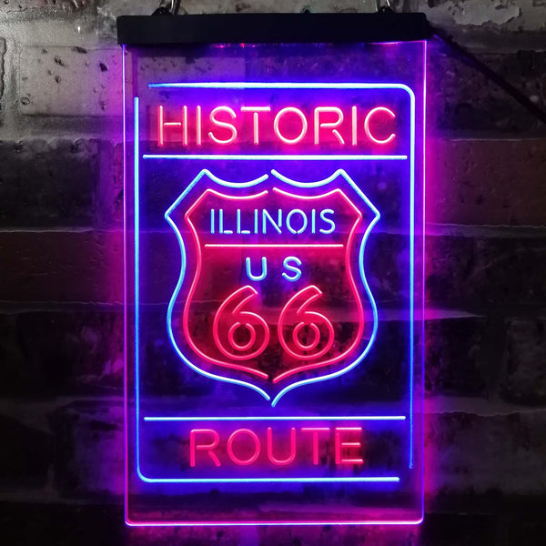 ADVPRO Illinois Historic Route US 66  Dual Color LED Neon Sign st6-i3764 - Red & Blue