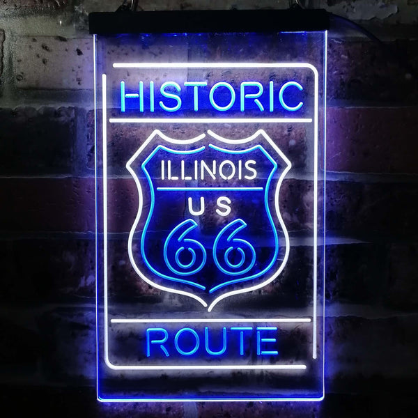ADVPRO Illinois Historic Route US 66  Dual Color LED Neon Sign st6-i3764 - White & Blue